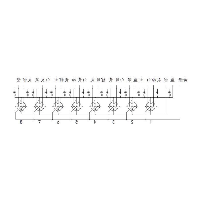 M12分线盒、双通道、PNP、8端口一体式、带LED、PVC非柔性电缆、灰色护套、24P861-XXX