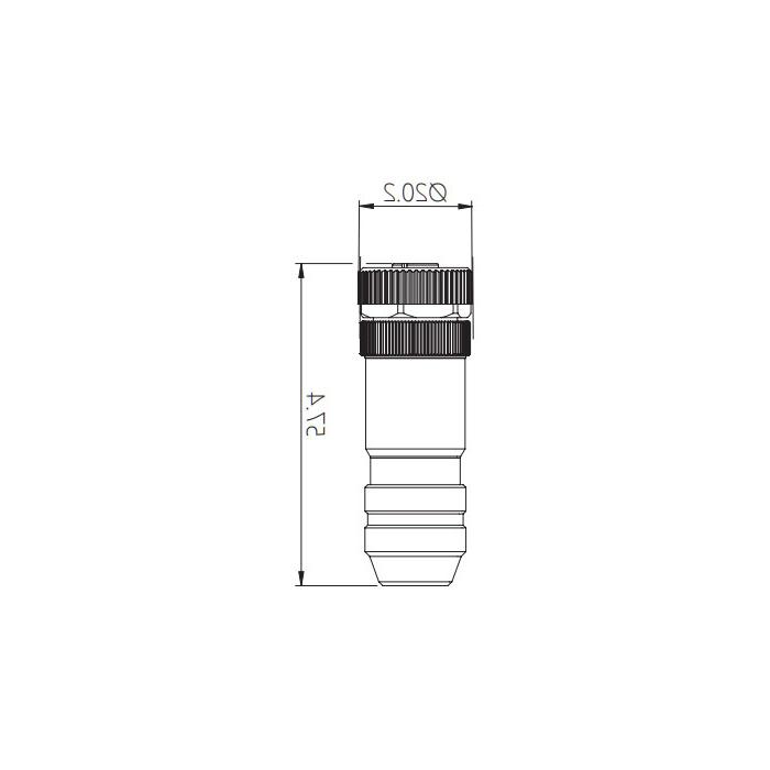 M12 5Pin、母头直型、螺钉连接、金属屏蔽、64F541 